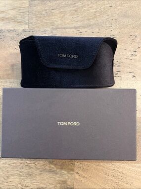 Tom Ford Black and Gold Logo Sunglasses Case with Branded Box